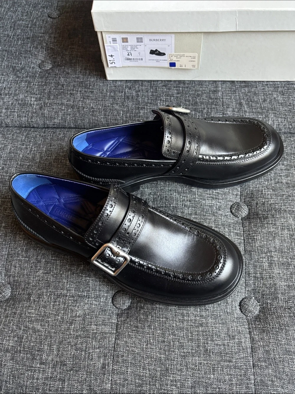 Burberry Black Leather Monk Strap Loafers